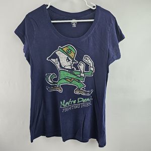❤️Notre Dame Fighting Irish Leprechaun Teen L 12-14 T-Shirt Navy Short Sleeve